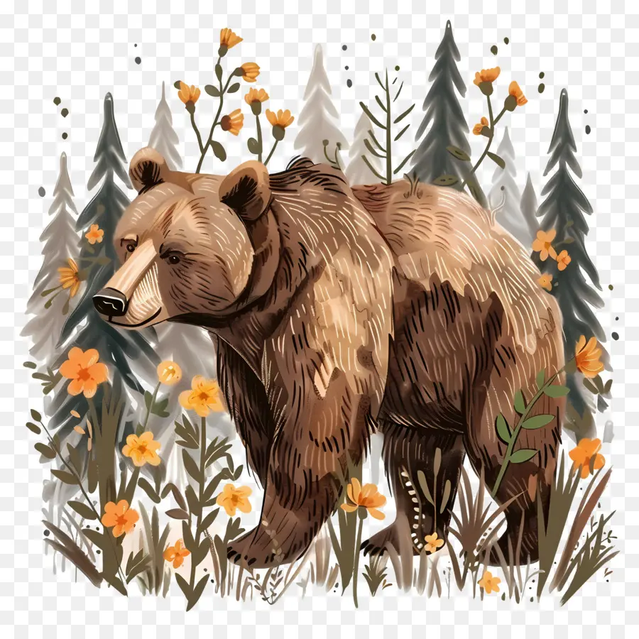 Urso Na Floresta，Urso Pardo PNG