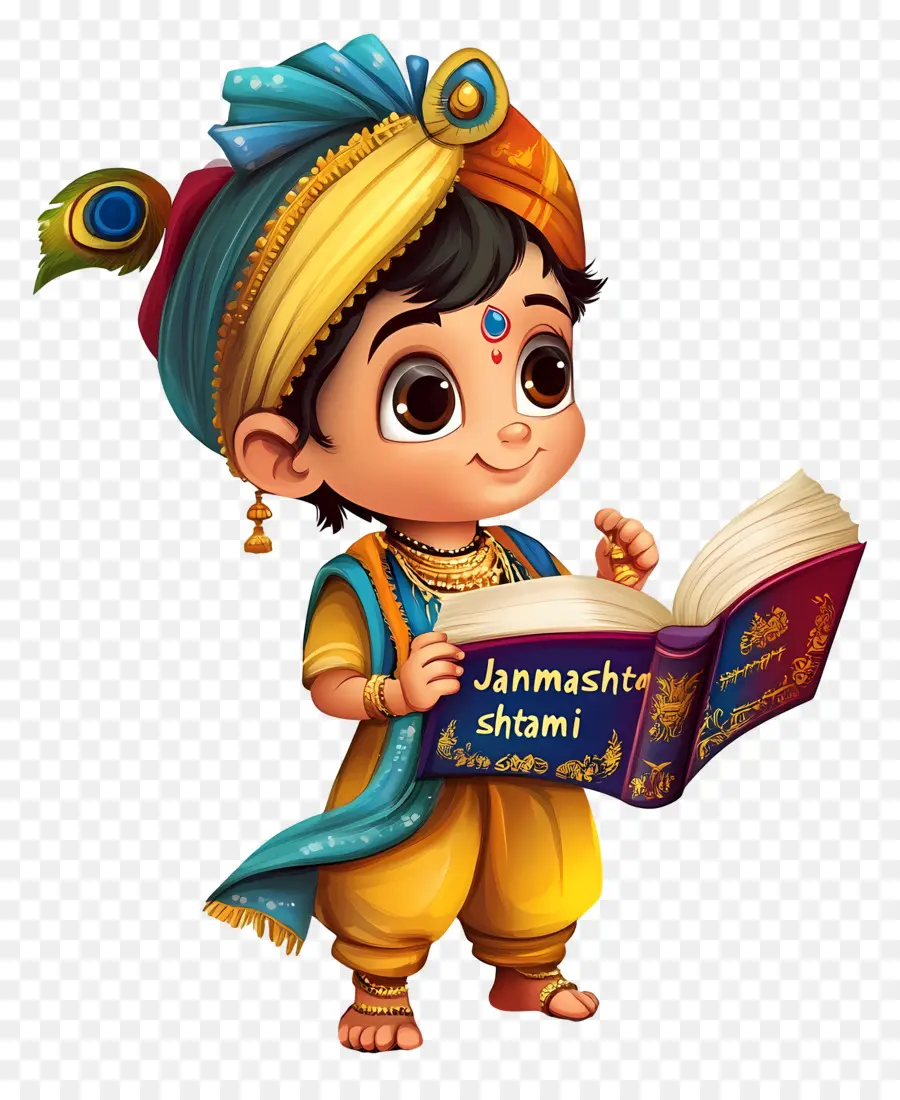 Janmashtami，Menino Com Livro PNG