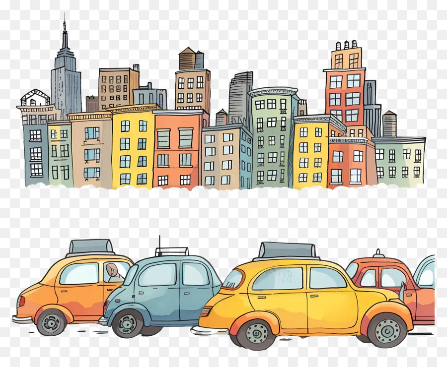 Carros Na Cidade，Carros Coloridos PNG