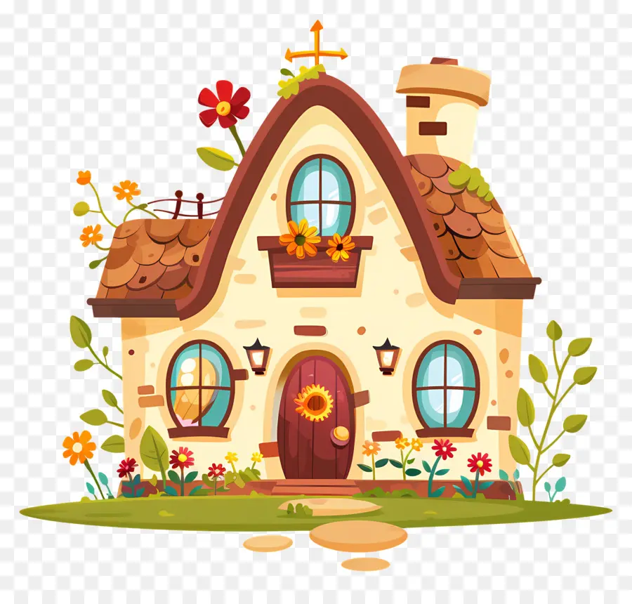 Cartoon Casa，Cheia Fofa Doodle PNG