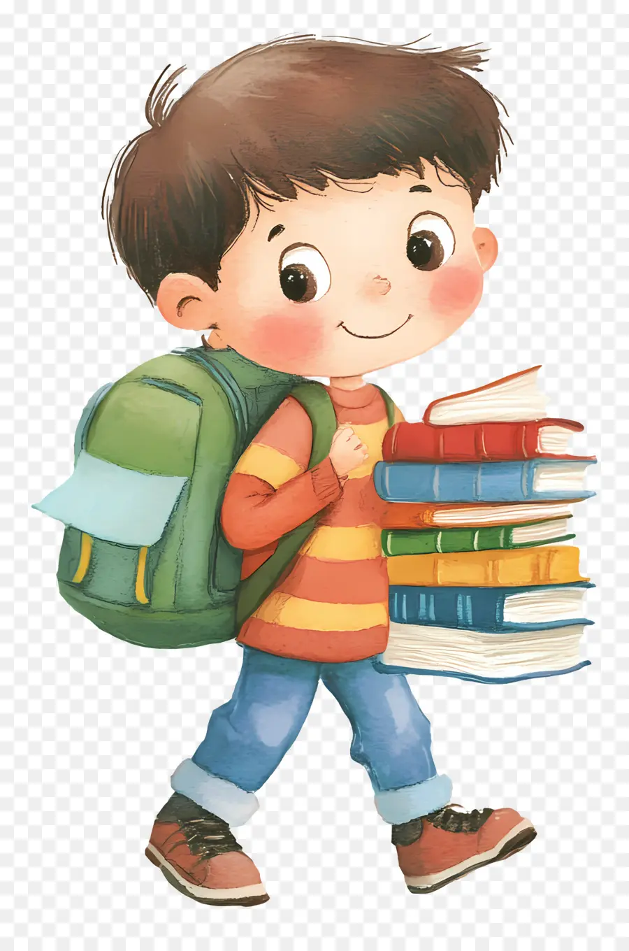 De Volta à Escola，Menino Com Os Livros PNG