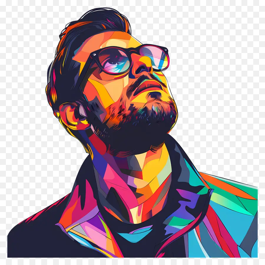 Homem Dos Desenhos Animados，Retrato Colorido PNG