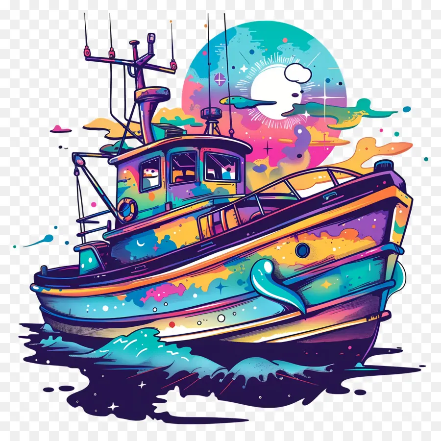 Barco，Barco Colorido PNG