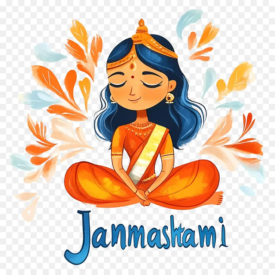 Janmashtami，Mulher Meditando PNG