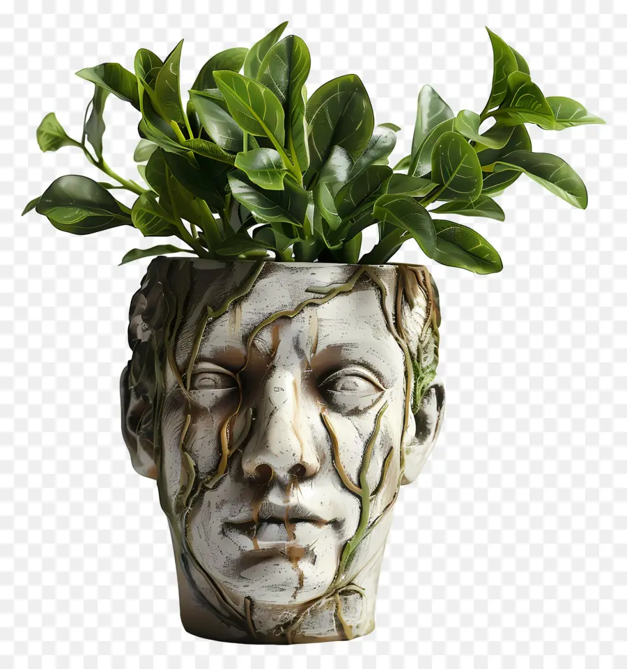 Plantador De Cabeça，Planta Na Panela De Rosto PNG