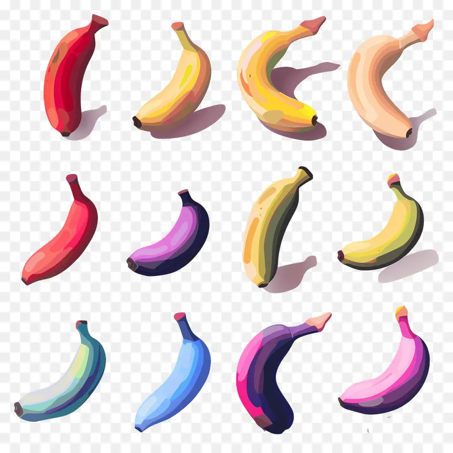 Bananas，Bananas Coloridas PNG