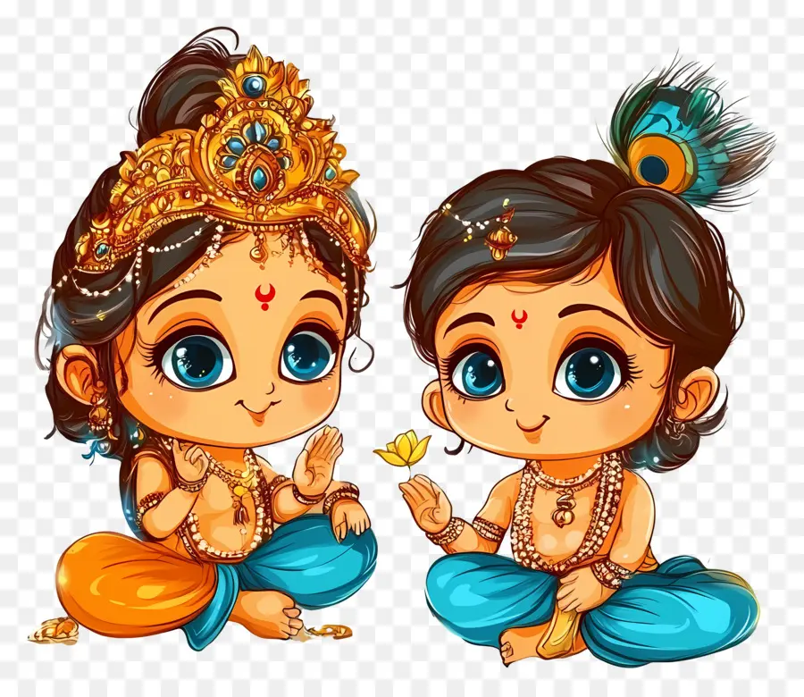 Janmashtami，Personagens Fofinhos De Krishna PNG