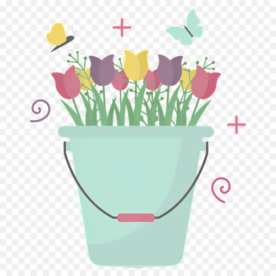 Butterfly Da Natureza，Bucket Of Flowers PNG