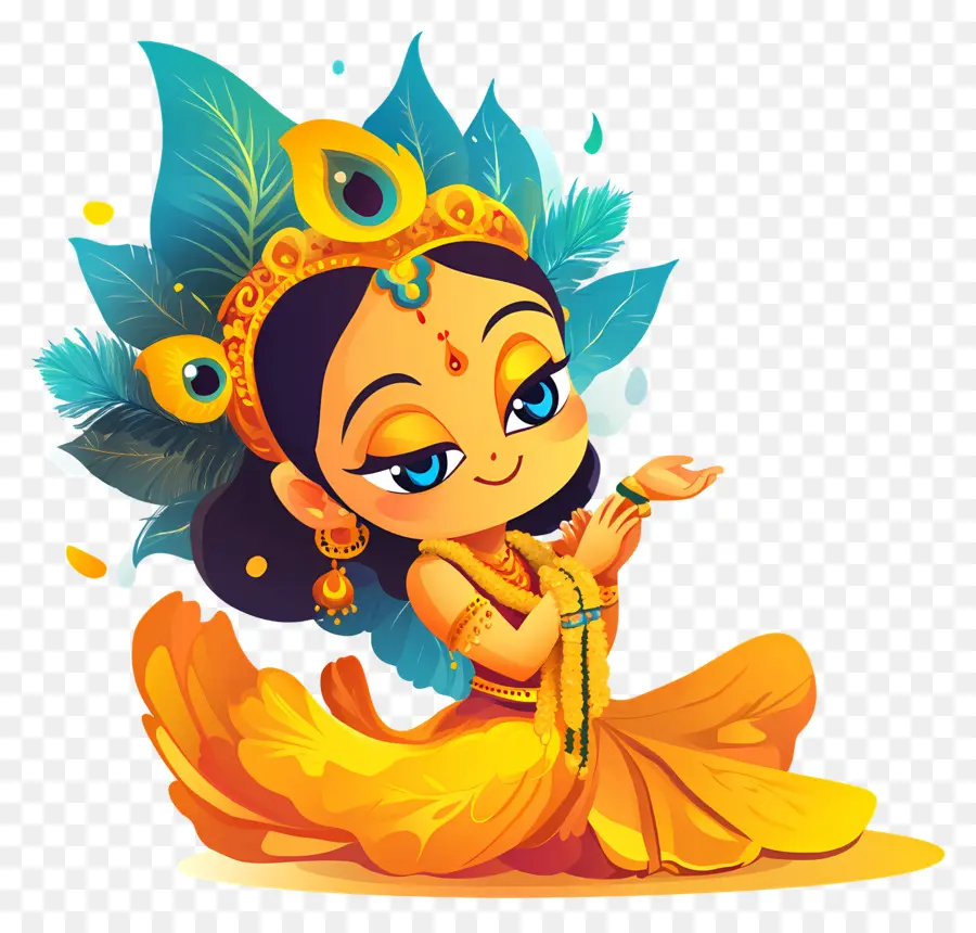 Janmashtami，Personagem Fofa Em Traje Tradicional PNG