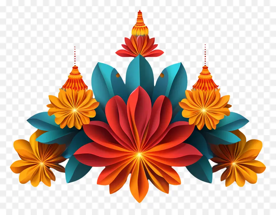 Janmashtami，Flores Coloridas PNG