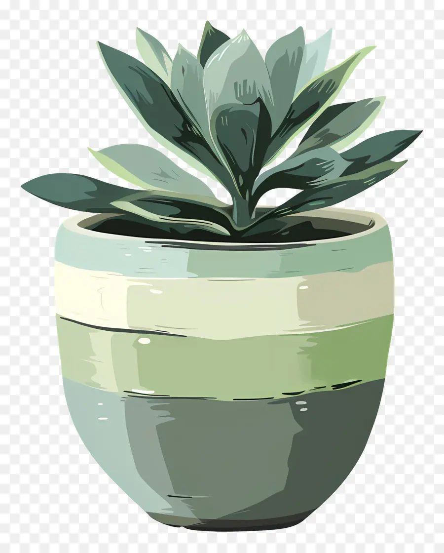 Um Vaso De Planta，Planta Verde E Amarela PNG