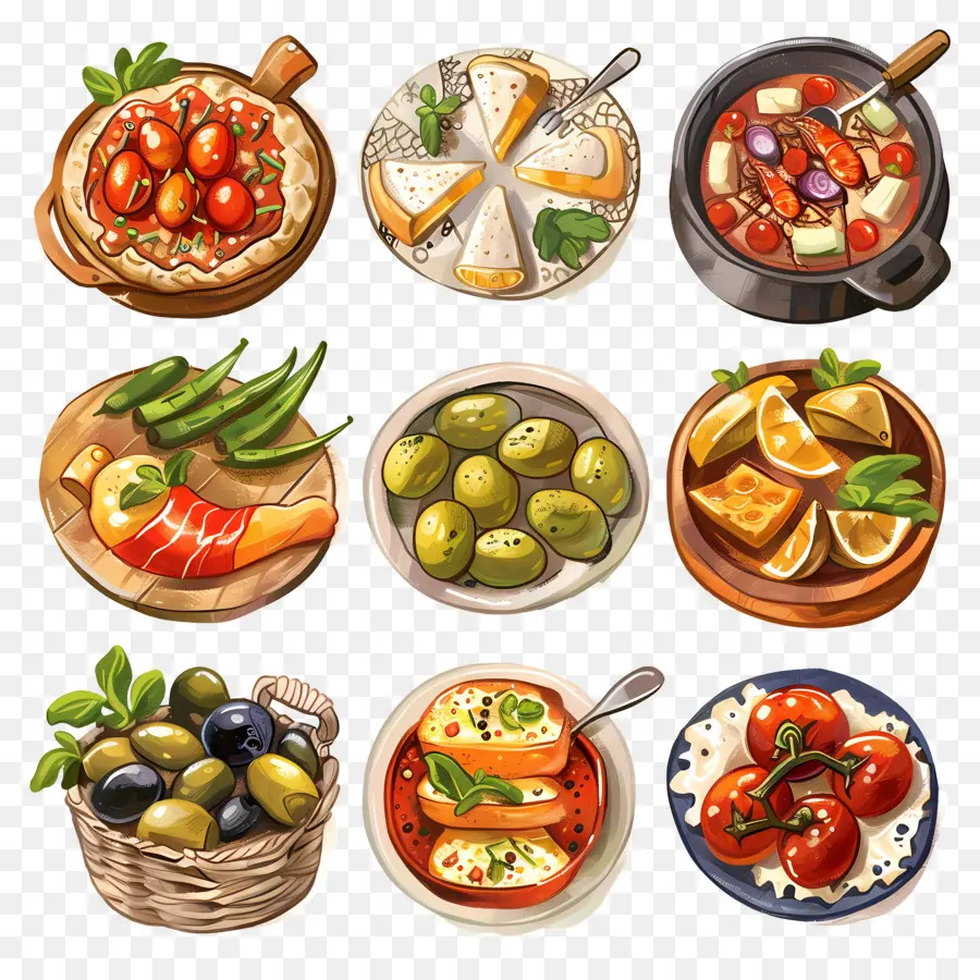 Comida Espanhola，Pratos Variados PNG