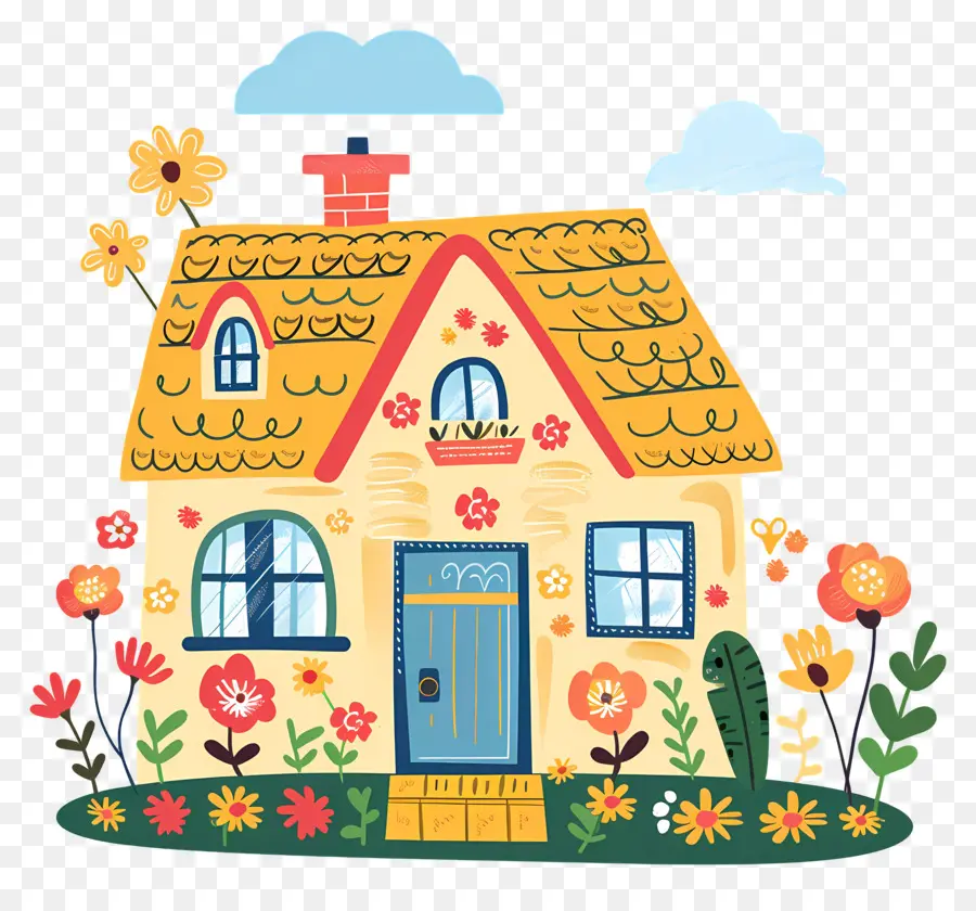 Cartoon Casa，Cheia Fofa Doodle PNG