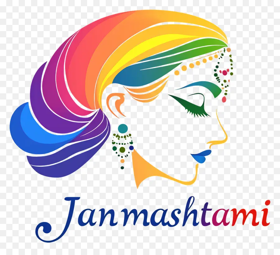 Janmashtami，Rosto De Mulher Colorido PNG