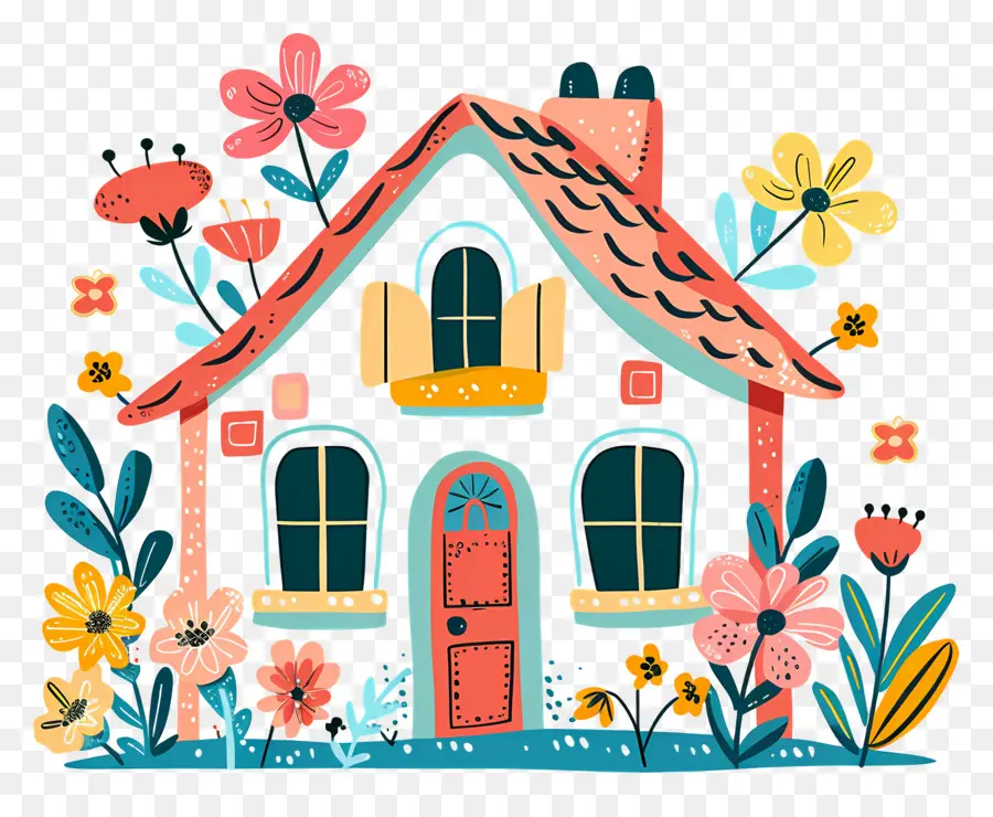 Cartoon Casa，Cheia Fofa Doodle PNG