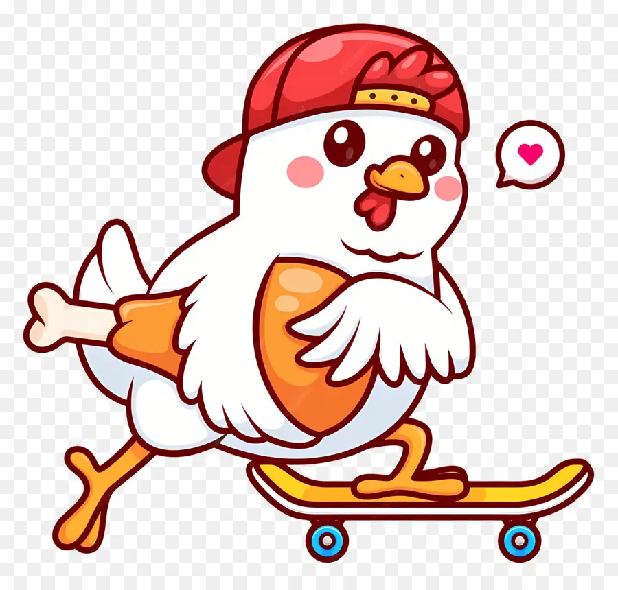 A Galinha Dos Desenhos Animados，Frango No Skate PNG