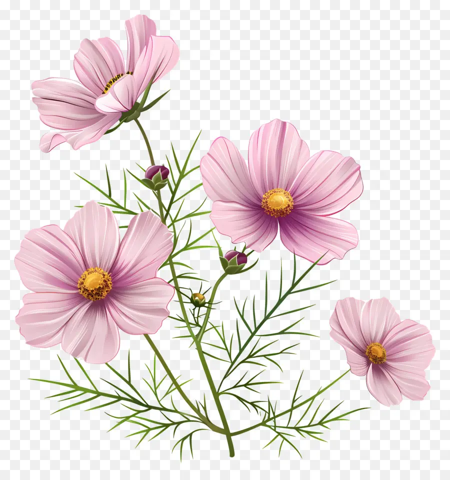 Cosmos Flores，Flores Cor De Rosa PNG