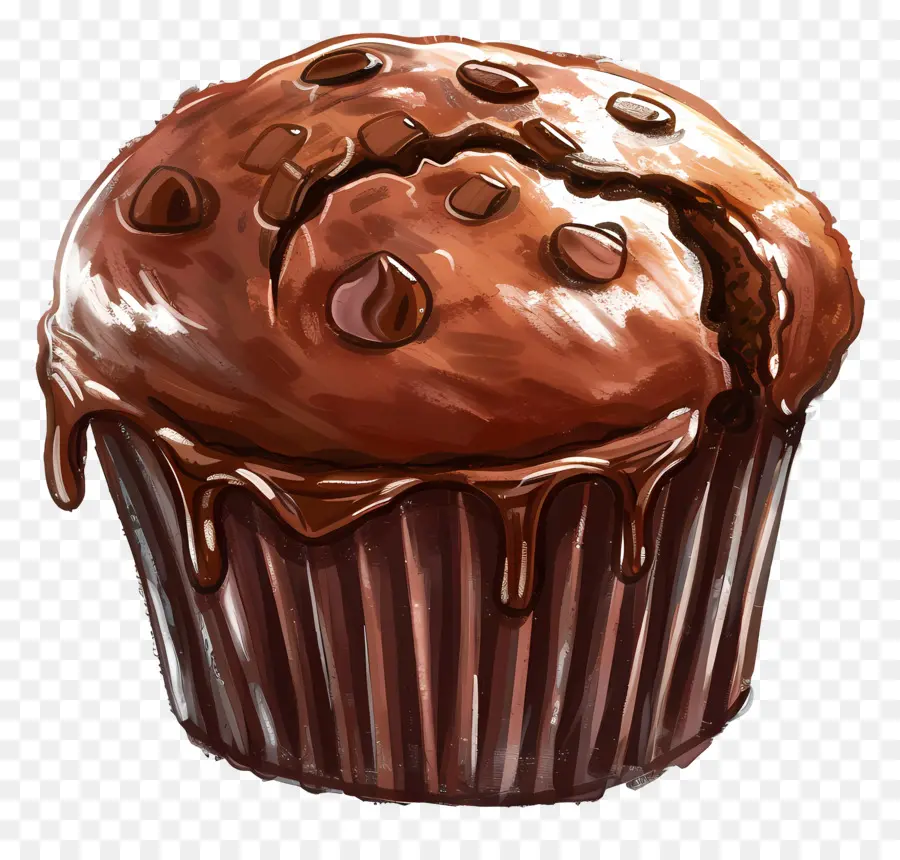 Muffin Duplo De Chocolate，Sobremesa De Chocolate PNG