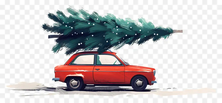 Árvore De Natal No Carro，Carro Com árvore De Natal PNG