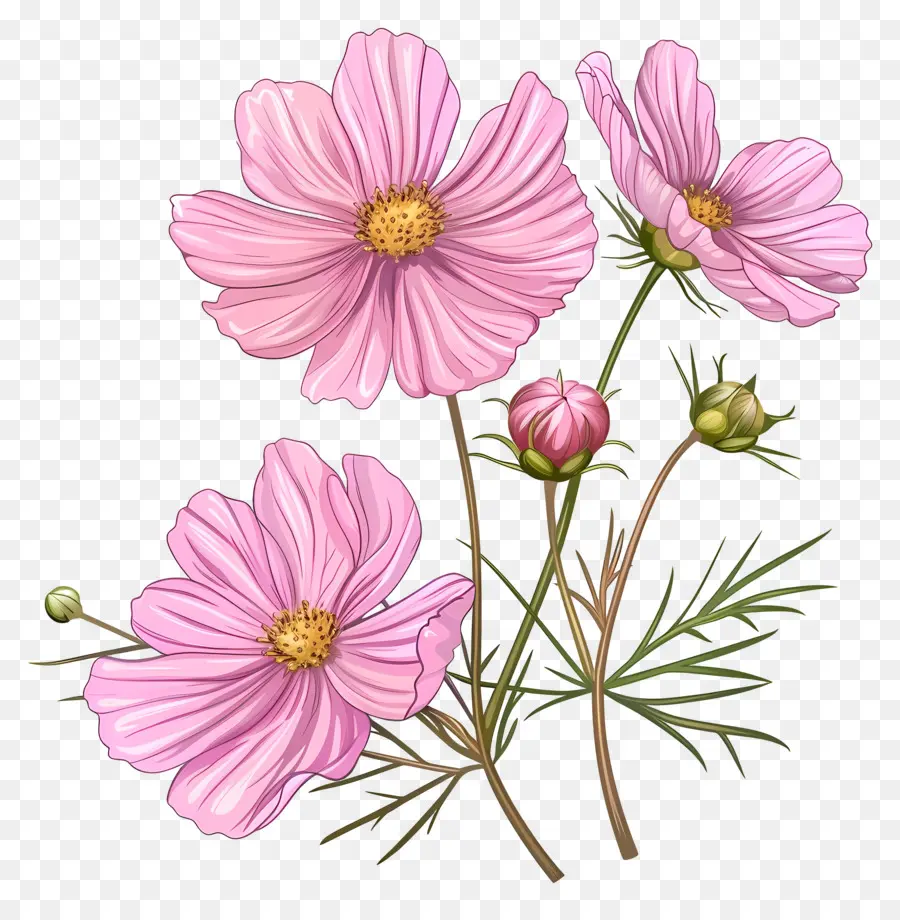 Flores Do Cosmos，Cosmos Branco E Rosa PNG