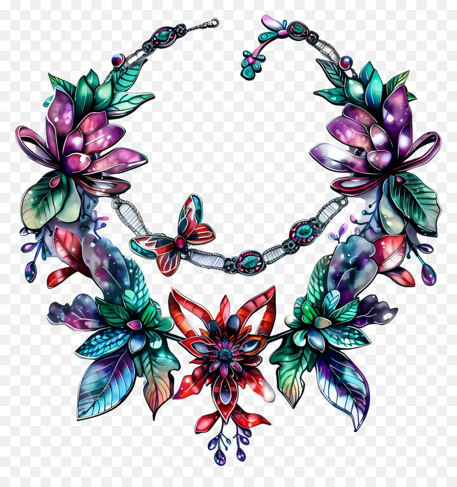 Necklace，Colar Floral PNG