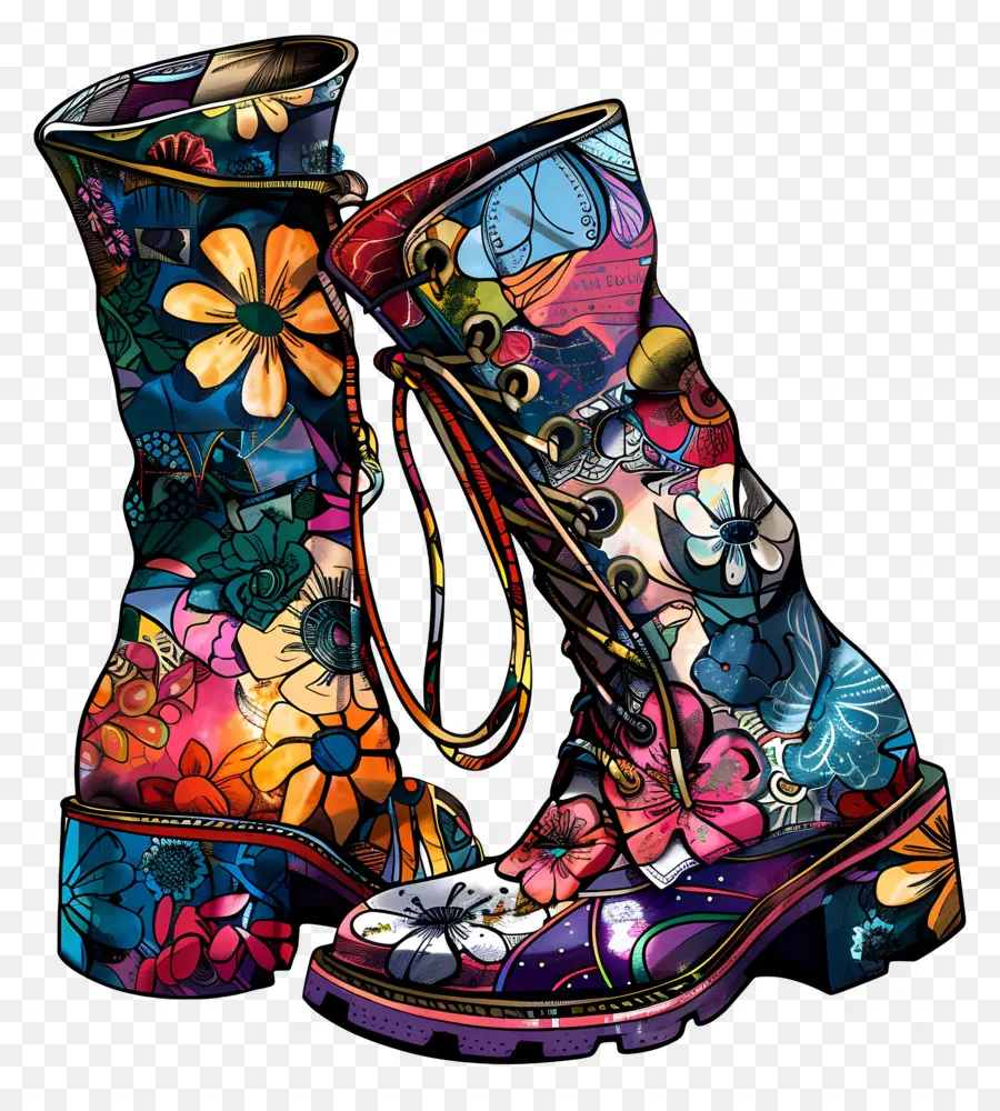 Botas De Moda，Botas Florais PNG