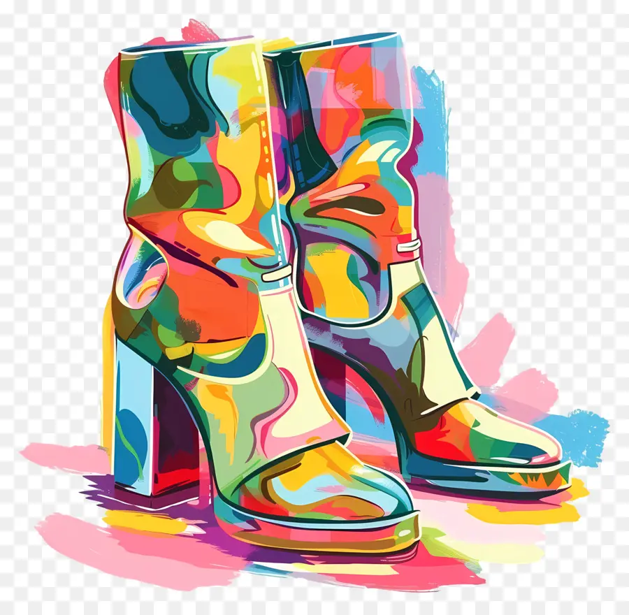 Botas De Moda，Botas Coloridas PNG