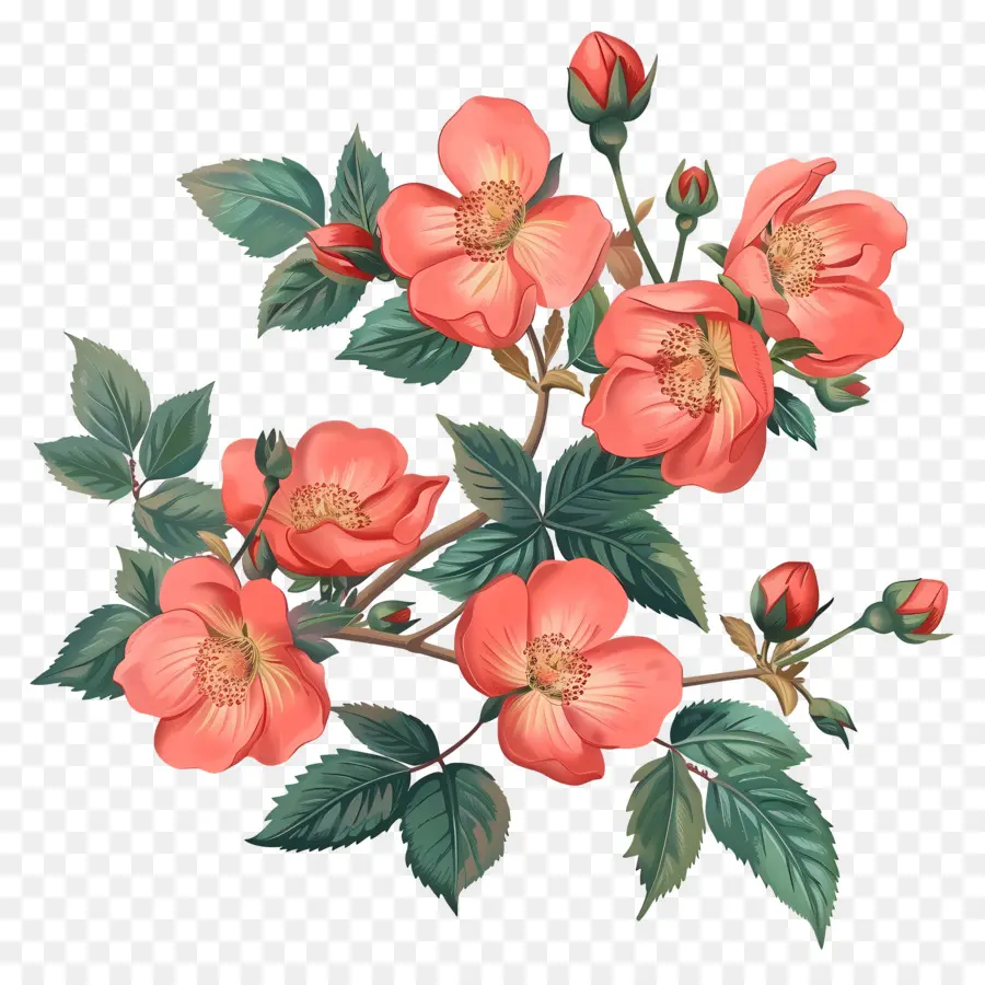 Flores De Rosa Mosqueta，Flores Vermelhas PNG