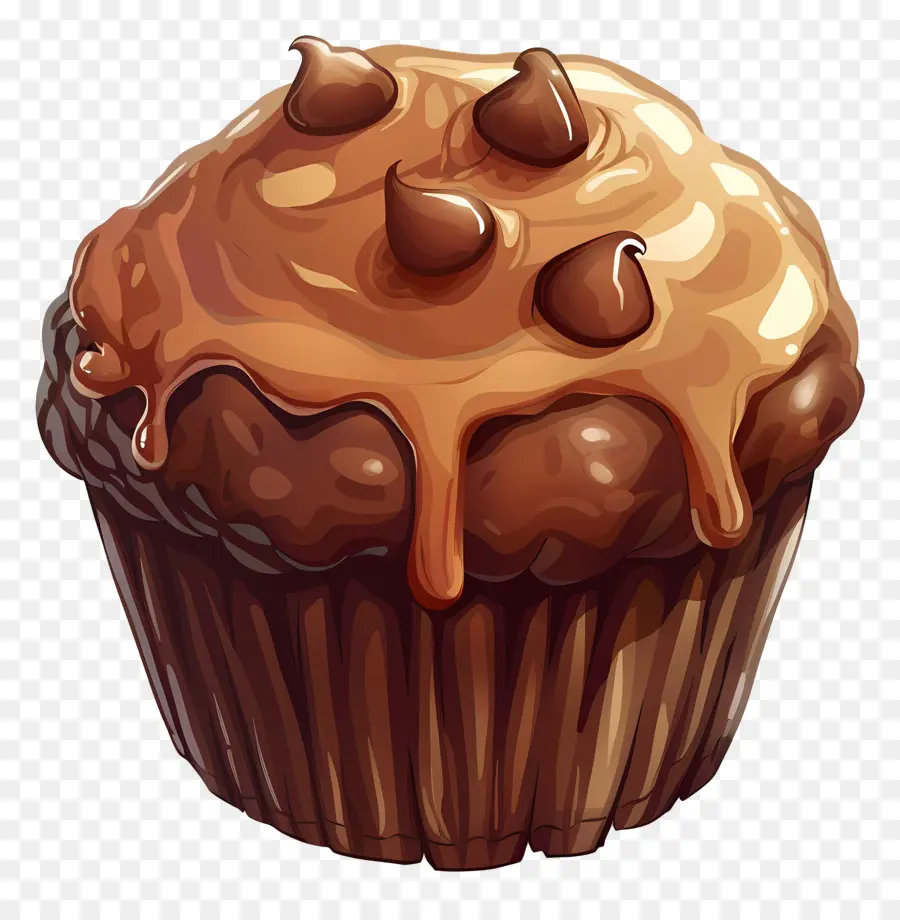 Muffin Duplo De Chocolate，Sobremesa De Chocolate PNG