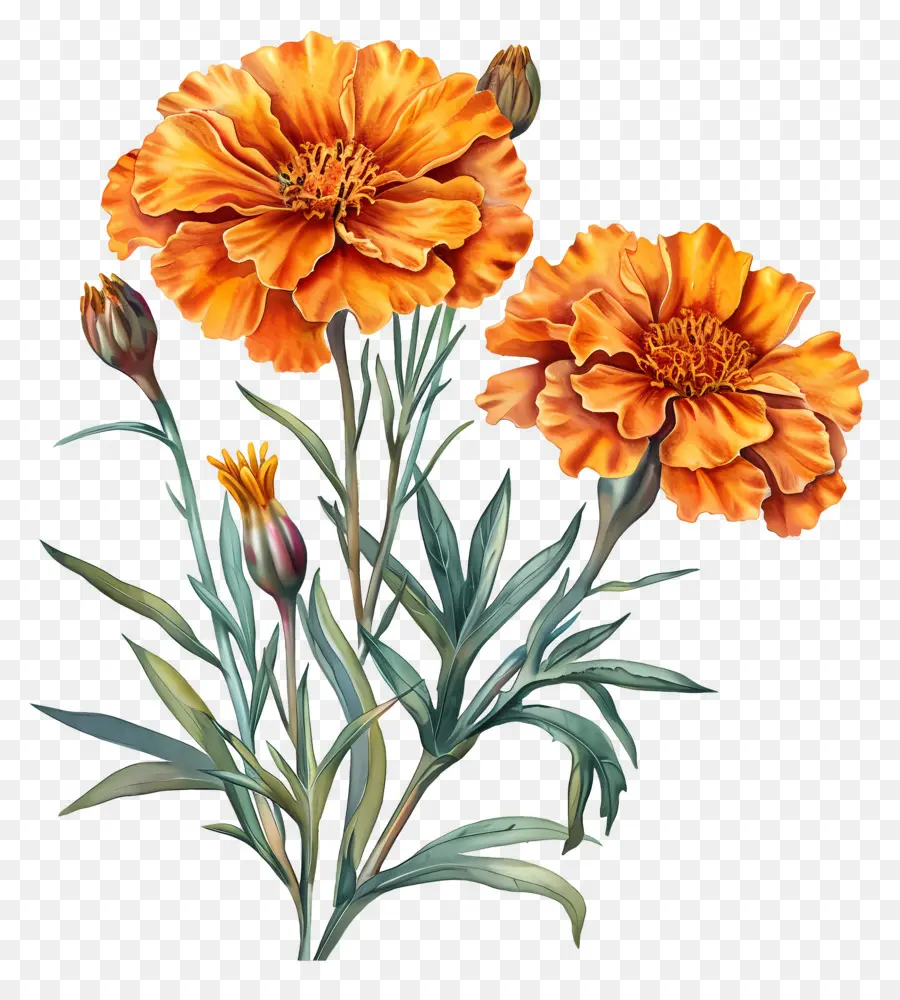 Flores De Calêndula，Flores Laranja PNG