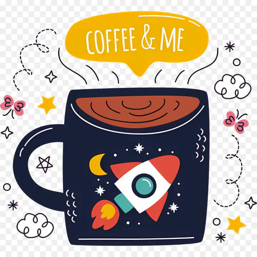 Intervalo Para Café，Xícara De Café Com Foguete PNG