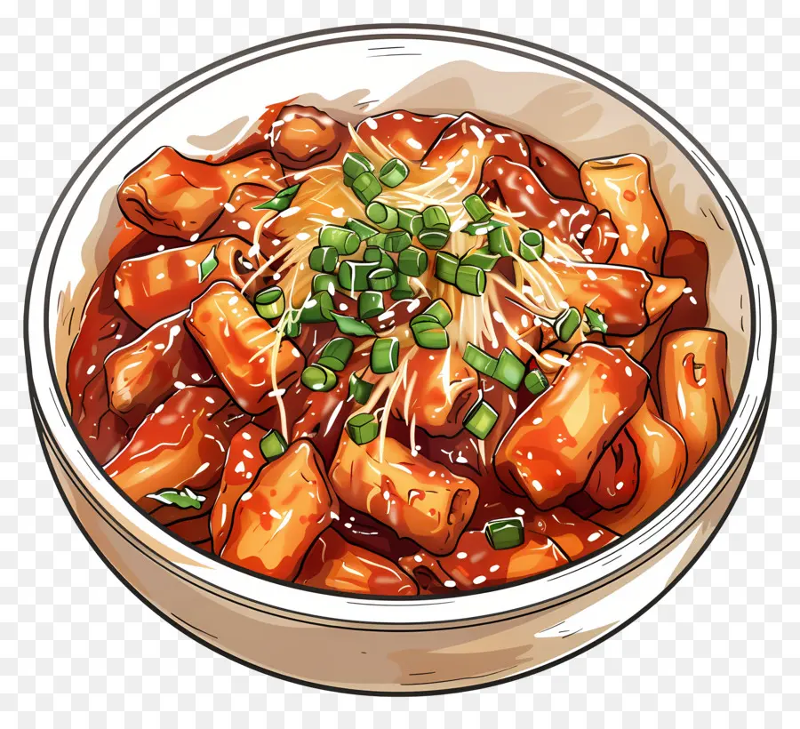 Tteokbokki Brega，Tigela De Bolos De Arroz Picante PNG