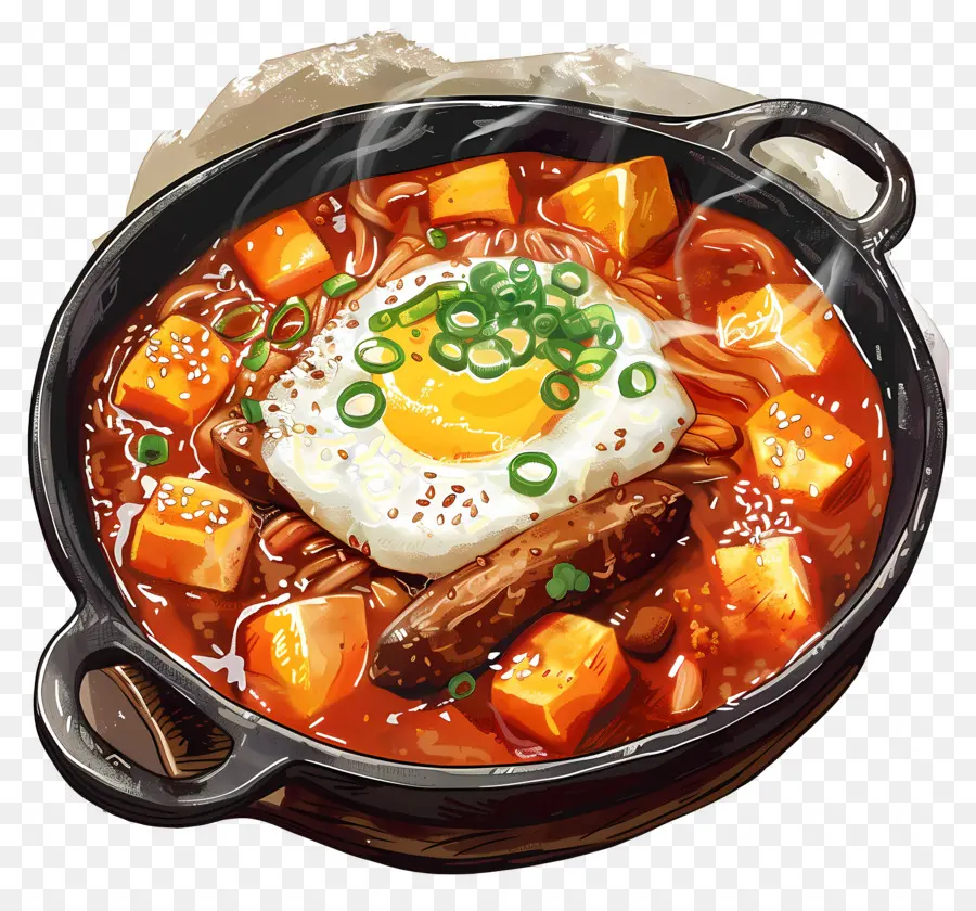 Tteokbokki Com Queijo，Panela Quente PNG