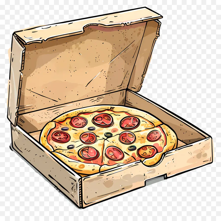 Caixa Com Pizza，Pizza Em Caixa PNG