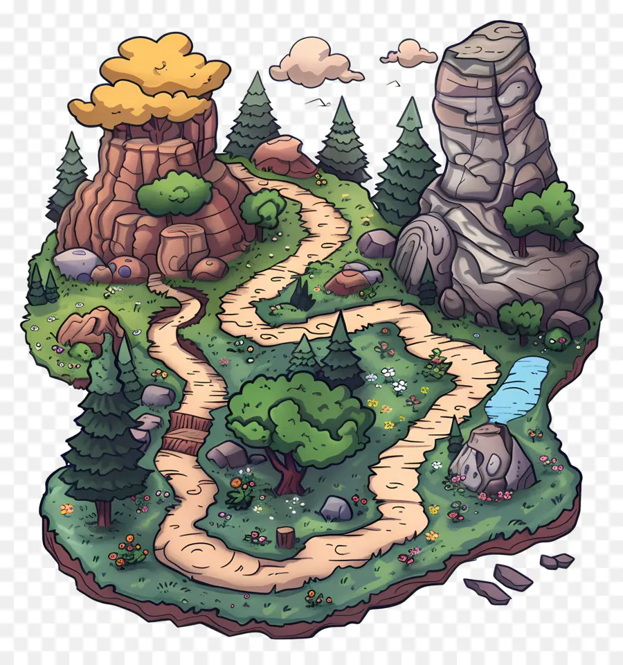 Trilhas Para Caminhadas，Cartoon Paisagem PNG