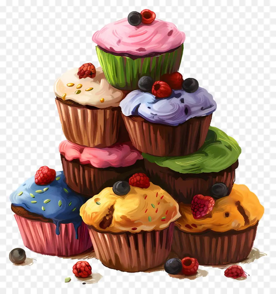 Pilha De Muffins，Platter De Sobremesa PNG