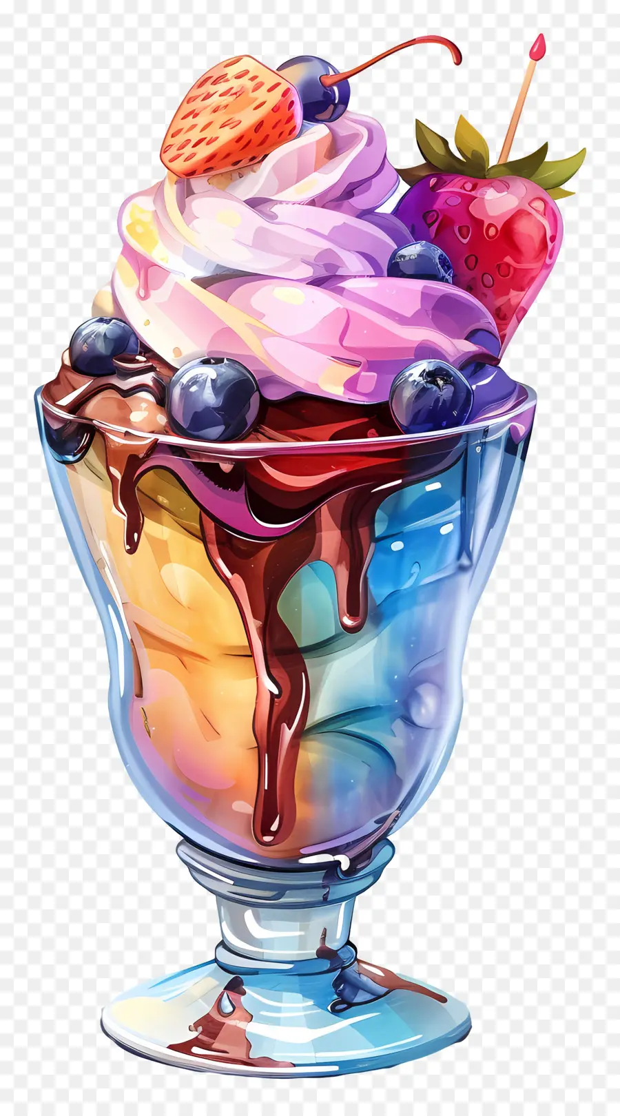 Sundae De Sorvete，Sundae De Sorvete Colorido PNG