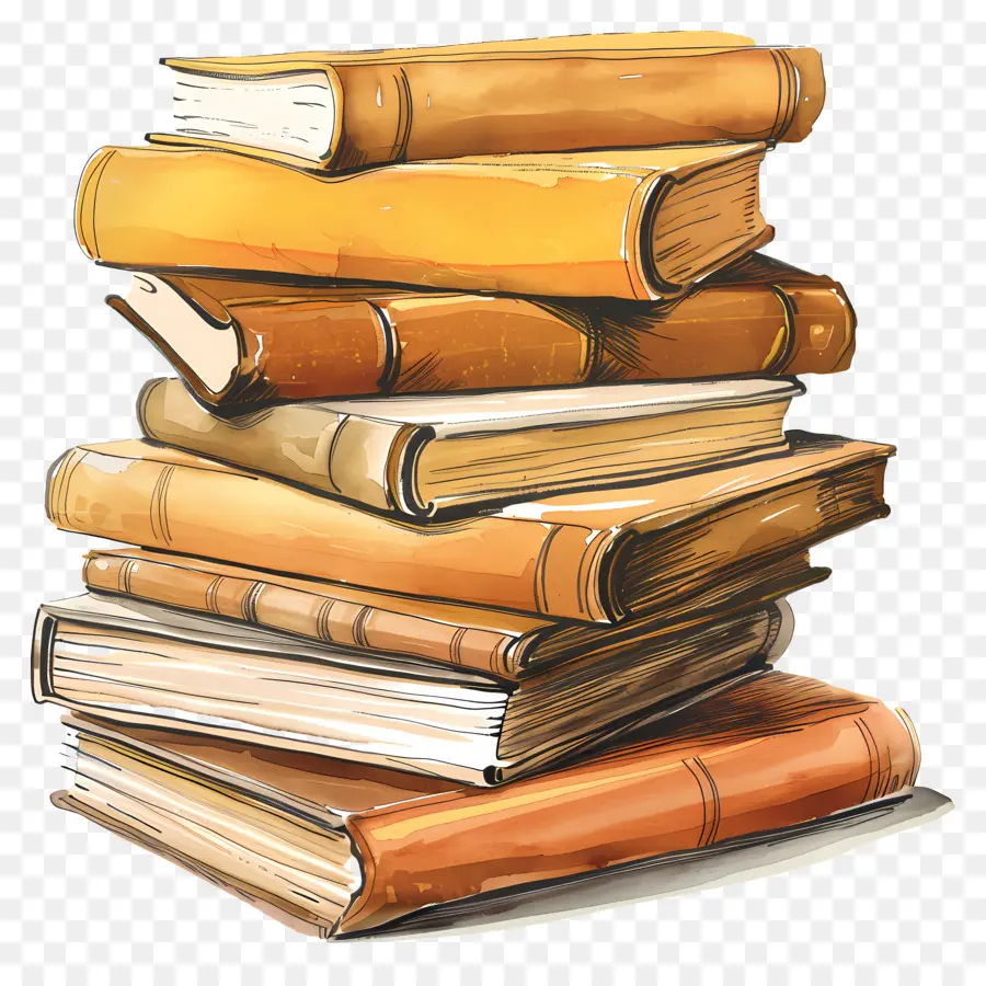 Livros Ocre，Pilha De Livros PNG