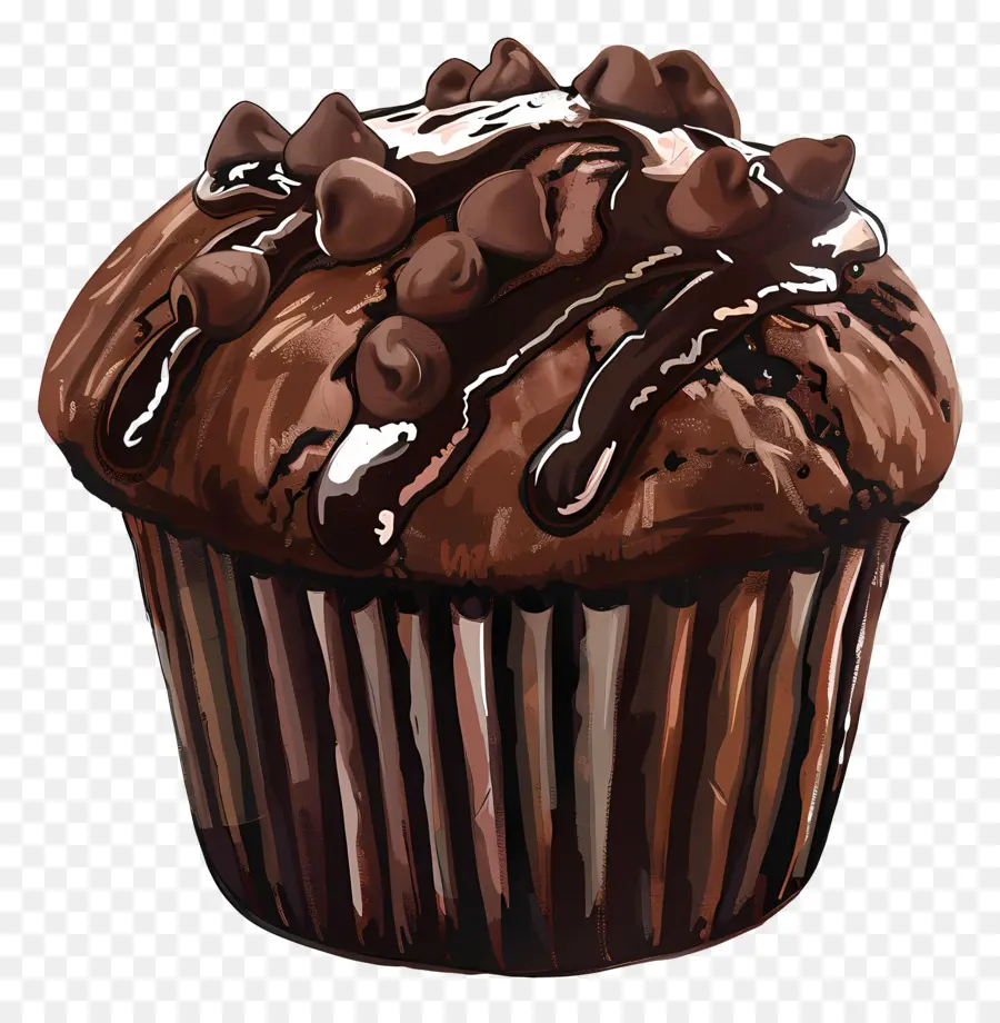 Muffin De Chocolate Duplo，Sobremesa De Chocolate PNG