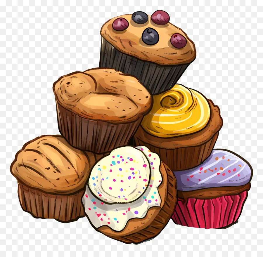 Pilha De Muffins，Bolinhos PNG