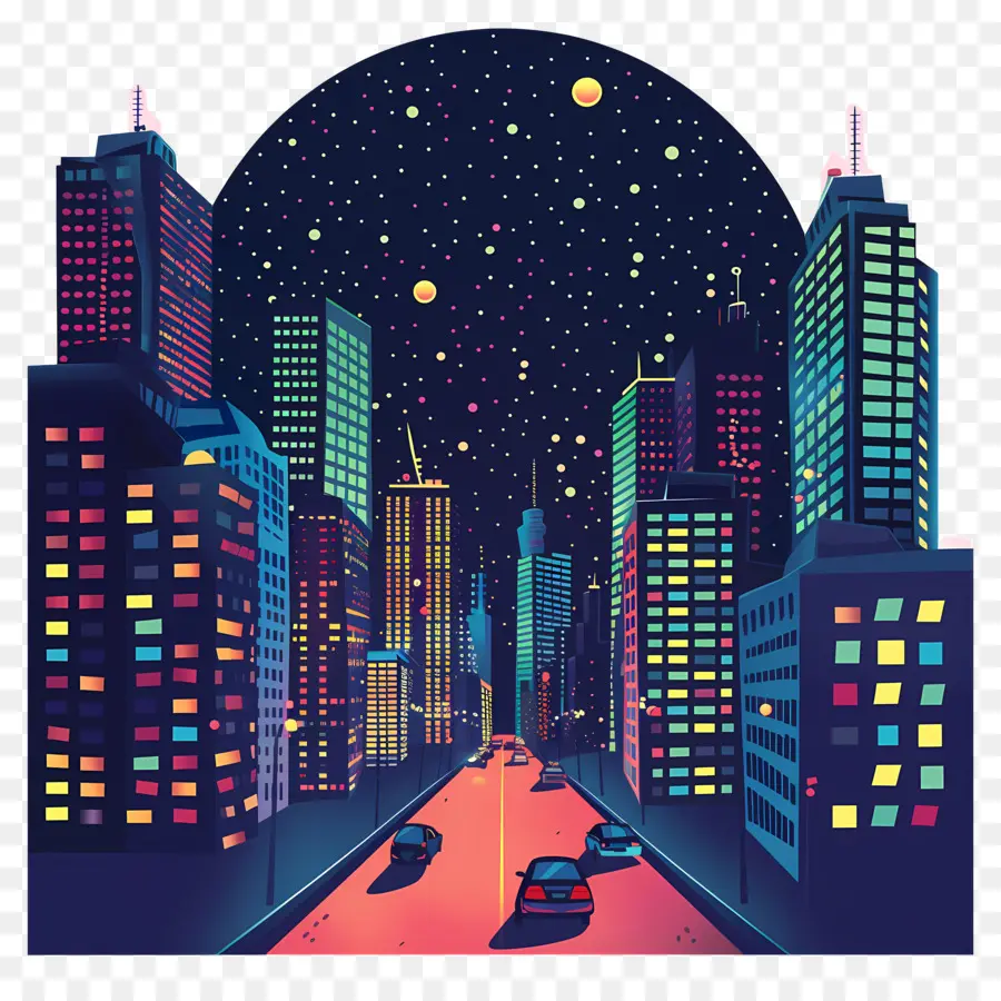 Paisagem Urbana à Noite，Paisagem Urbana PNG