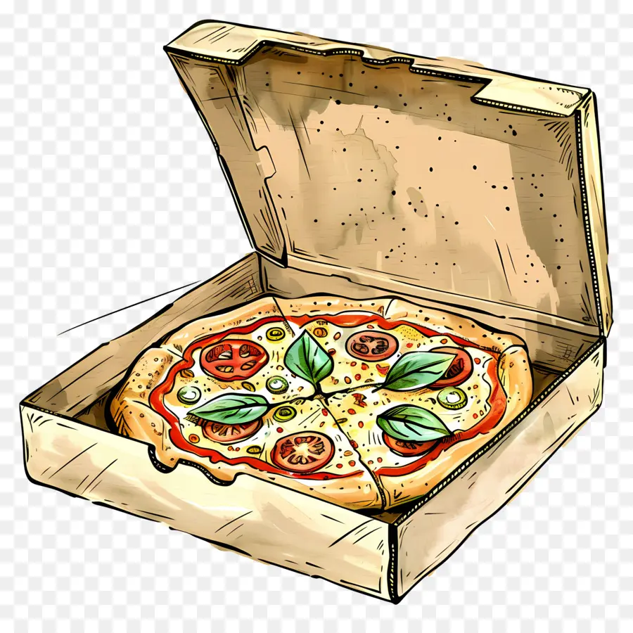 Caixa Com Pizza，Pizza Na Caixa PNG