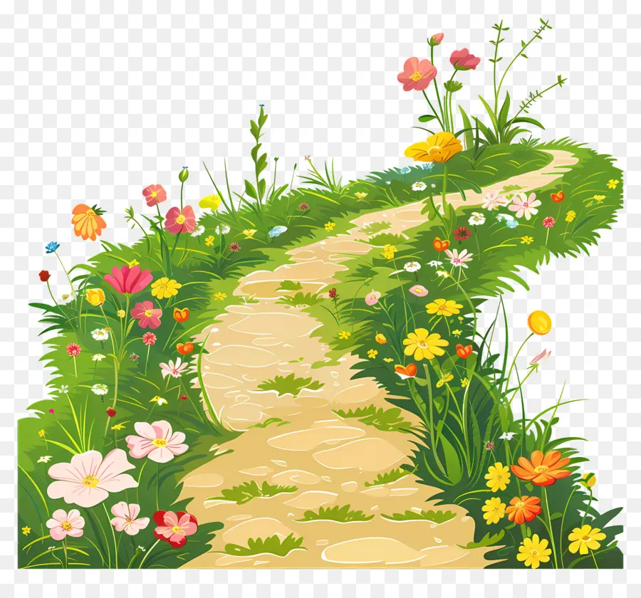 Caminho Da Trilha，Caminho Com Flores PNG