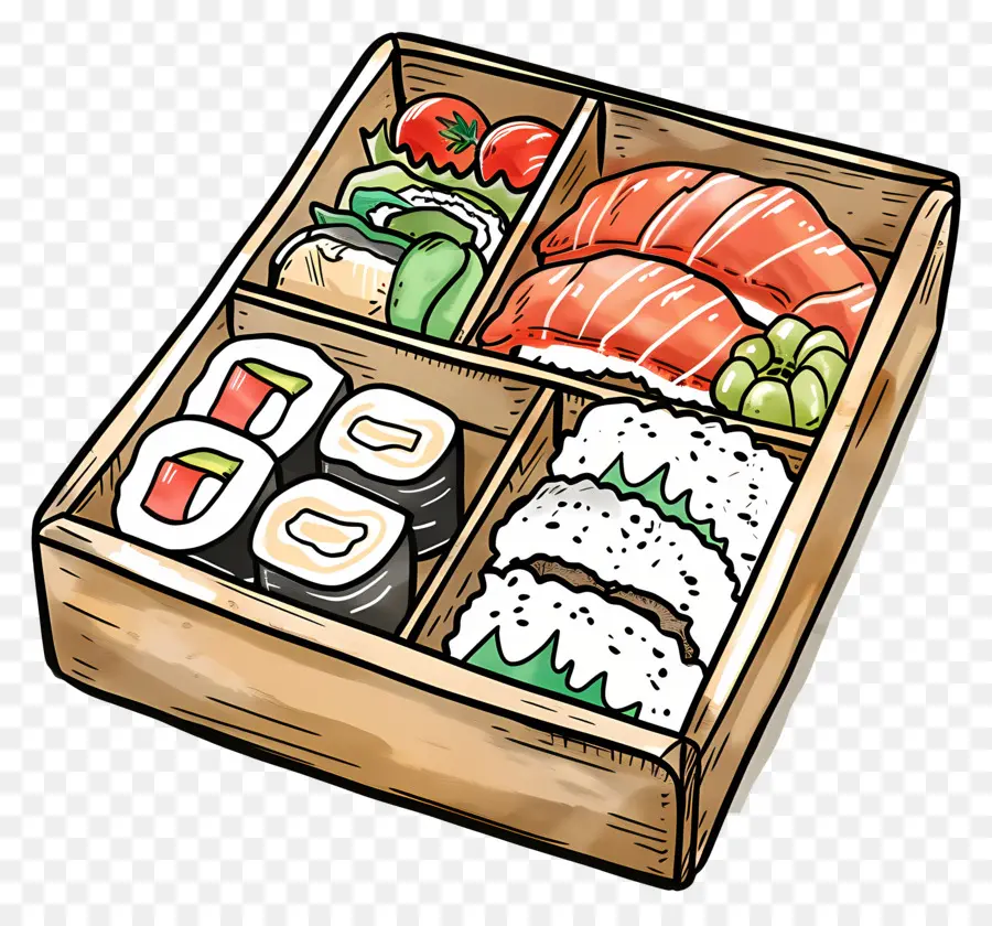 Caixa Bentô，Caixa De Bento Com Sushi PNG