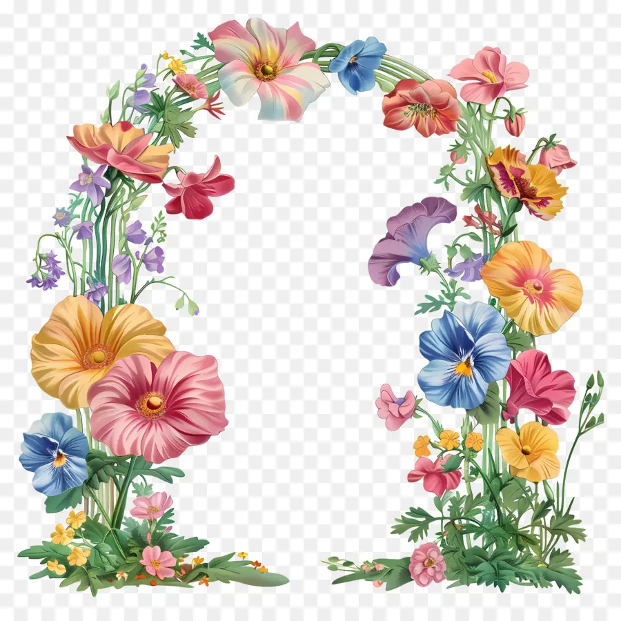 Flores De Arco De，Flower Frame PNG