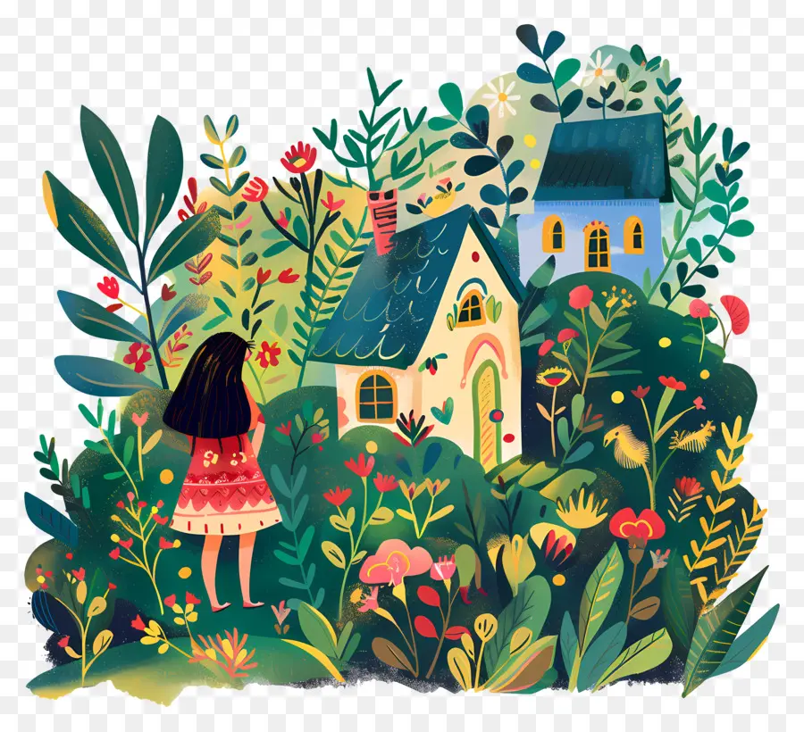 Jardim，Pequena Casa Fofa Doodle PNG