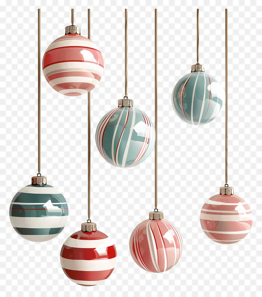 Bolas Listradas De Natal，Ornamentos De Bolinhas PNG