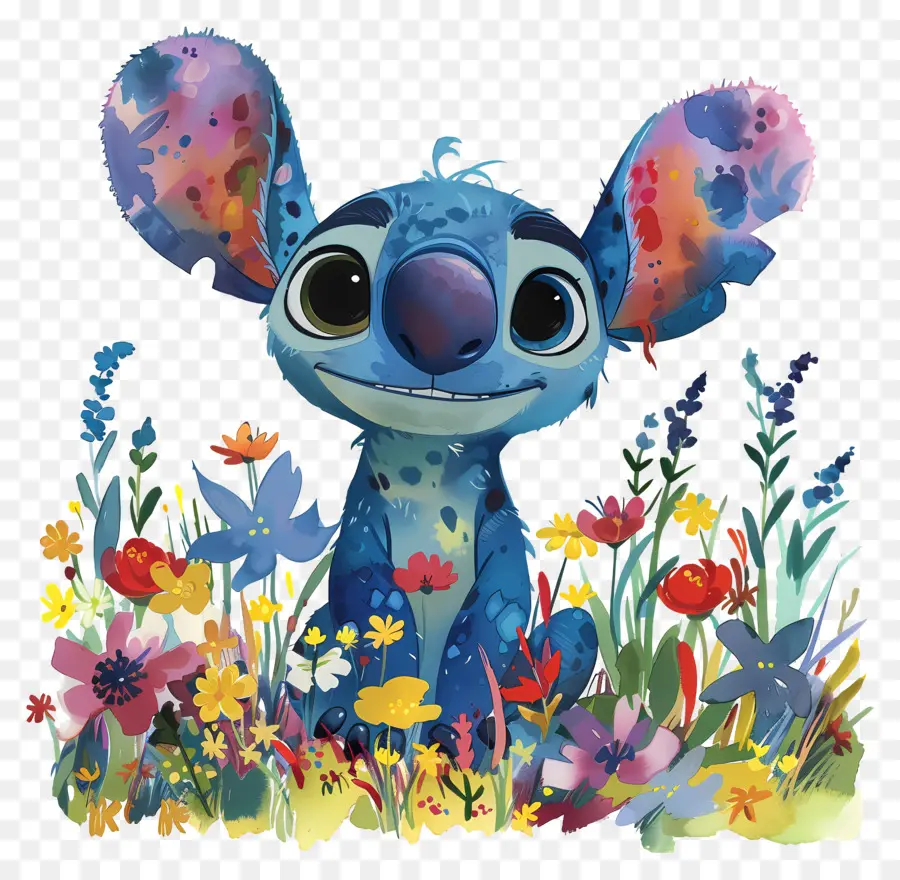 Stitch，Caráter De Desenho Animado Azul PNG