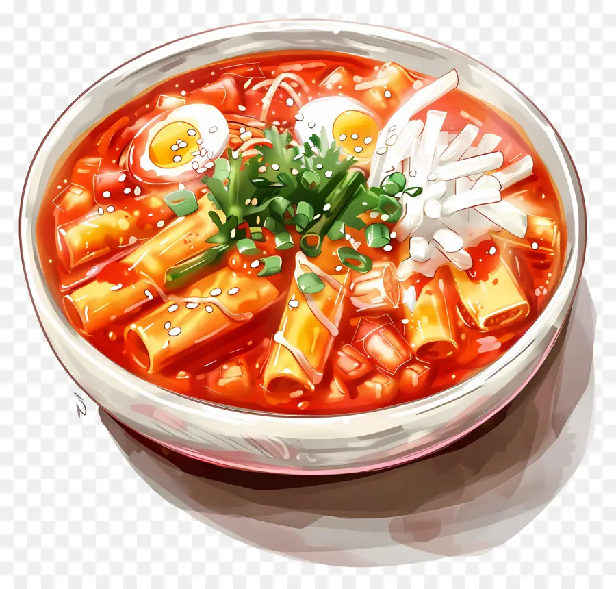 Tteokbokki Brega，Sopa De Macarrão Picante PNG