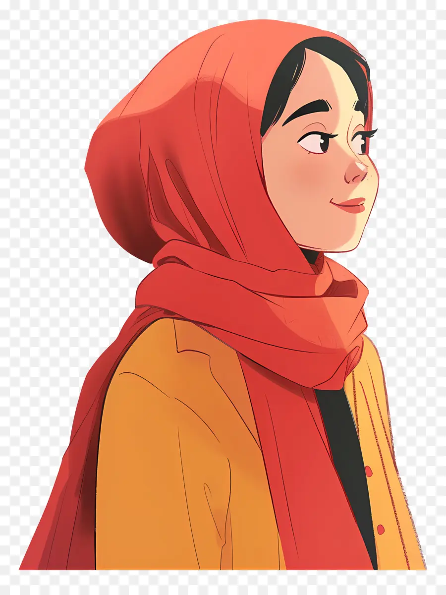 Hijab Girl，Garota Em Lenço Vermelho PNG